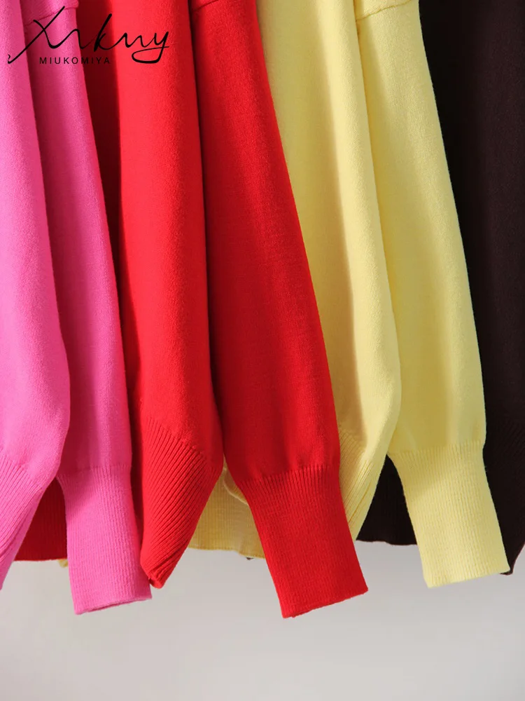 Красный свитер с высоким воротником женский зимний 2024 теплые пуловеры большого