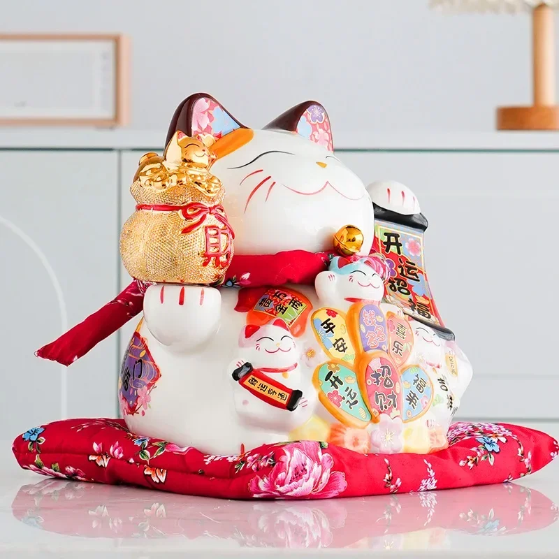 9 5-дюймовый керамический орнамент Макаки Неко фэн-шуй Lucky Fortune Cat копилка