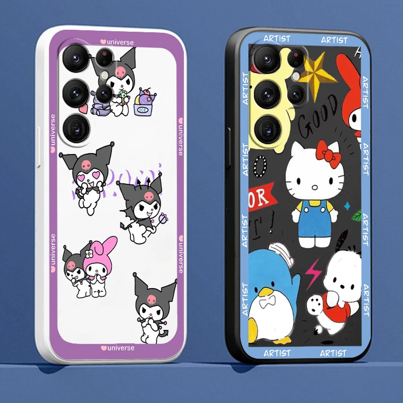 

Liquid Rope Cover Sanrio Kulomi Hello Kitty Phone Case For Samsung Galaxy S23 S22 S21 S20 FE S10 Plus Lite Ultra 5G Funda