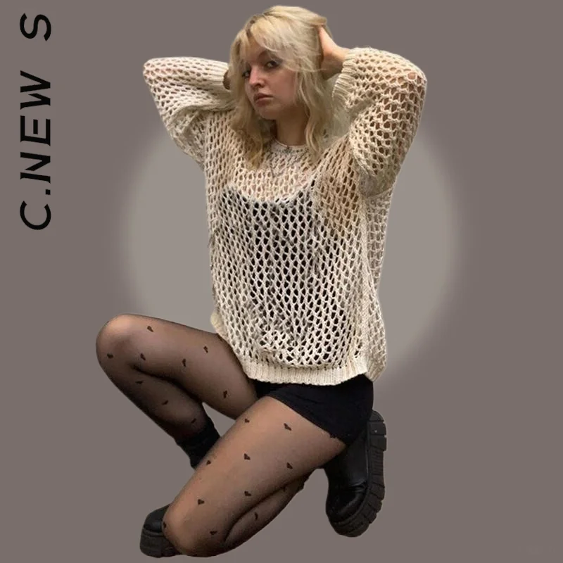 C.New S женский свитер вязаный Модный популярный простой стильный |
