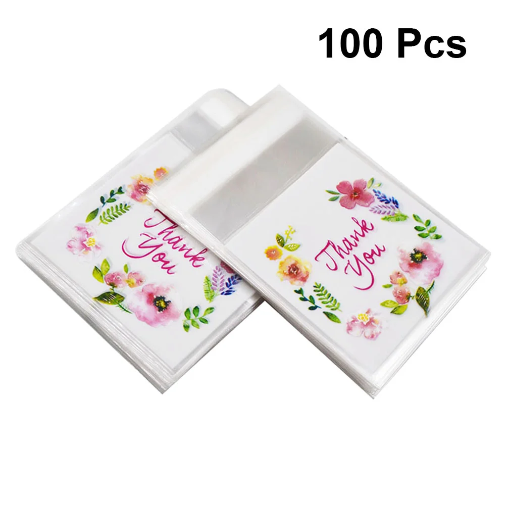 

100 Pcs Clear Candy Bags Adhensive Bag Clear Packing Bags Thank You Candy Bag Gift Wrap Bags Cookie Bags Seal