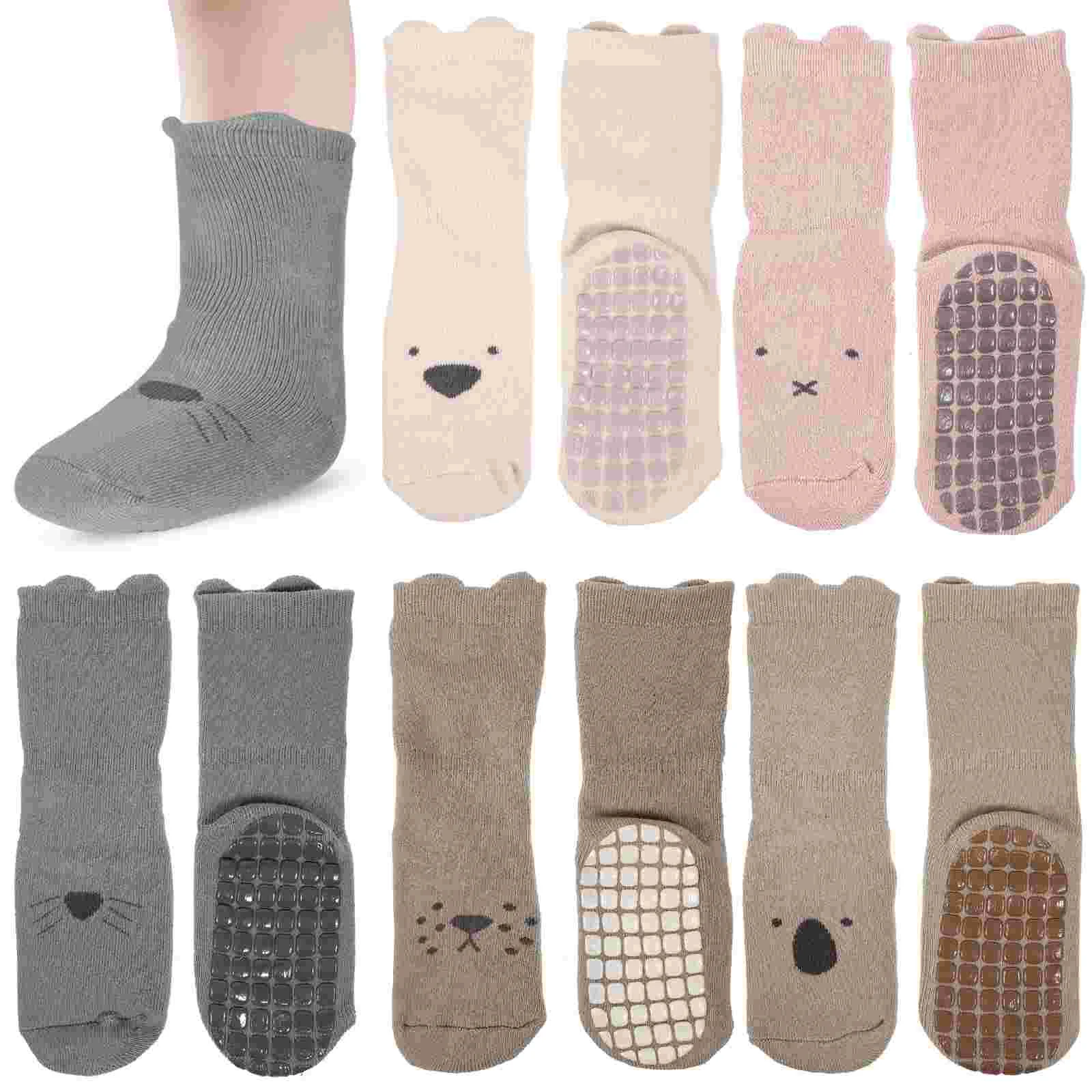 

5 Pairs Baby Non-Slip Socks Cotton Breathable Infant Combed Comfortable Toddler Newborn