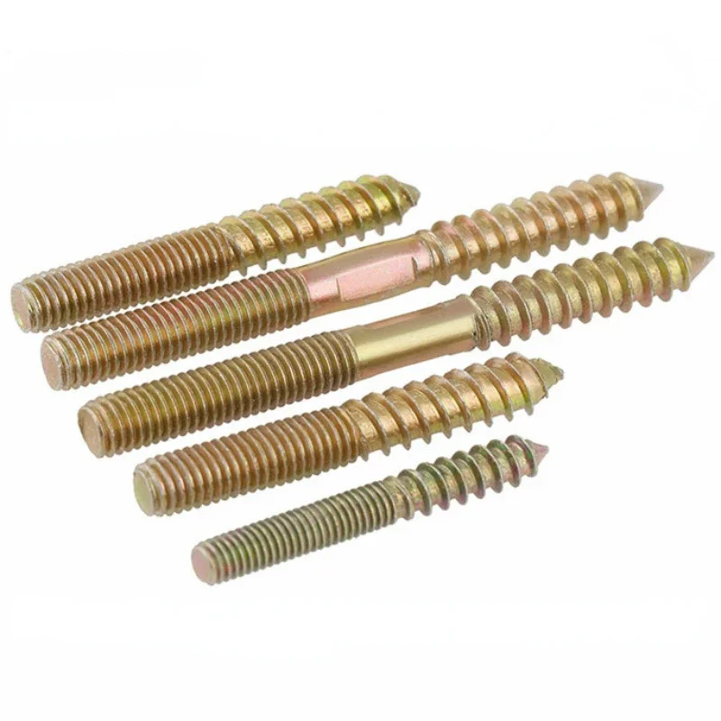10-100 шт. M4 M5 M6 M8 M10 Подвесной болт Дюбели из дерева и металла Двусторонние крепежные винты для мебели Саморезы Шпилька с резьбой по дереву