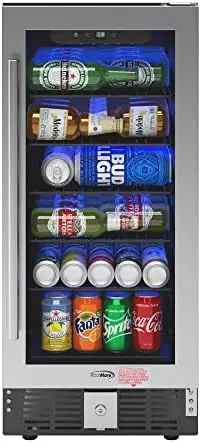 For Food And Beverages With 3 Glass Shelves, Stainless Steel