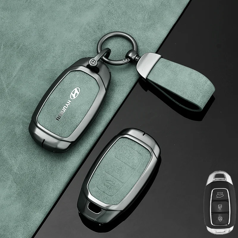Кожаный чехол для ключей от автомобиля брелок Hyundai Santa Fe TM 2018 I30 2019 Solaris Azera Elantra Accent