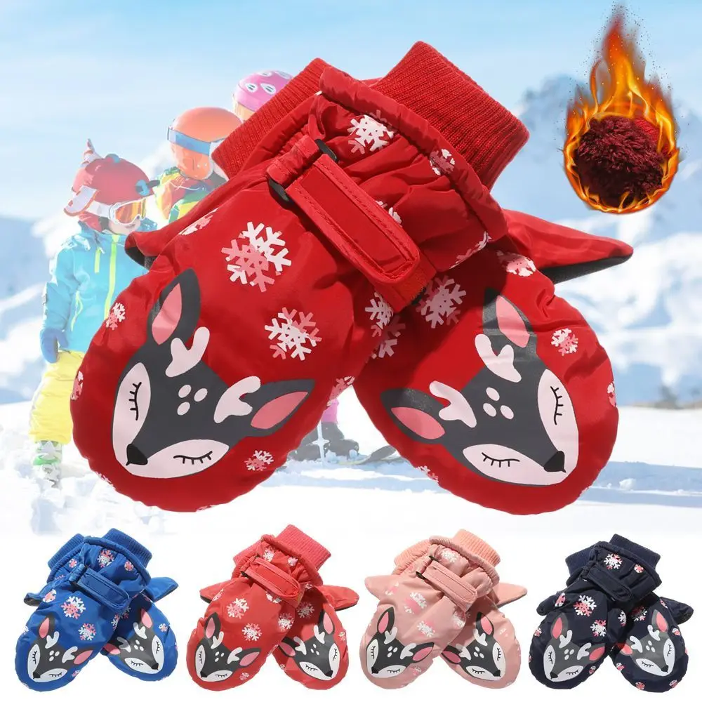 

Outdoor Children Boys Girls Cartoon Non-slip Sports Mittens Kids Ski Gloves Thick Warm Windproof