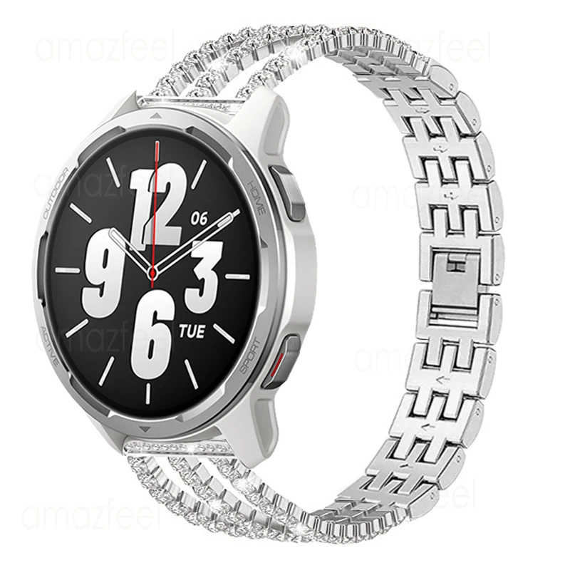 

Браслет с металлическими звеньями для смарт-часов Xiaomi Watch S1 Active, браслет со стразами, 22 мм, аксессуары для Mi Watch Color/ Color 2