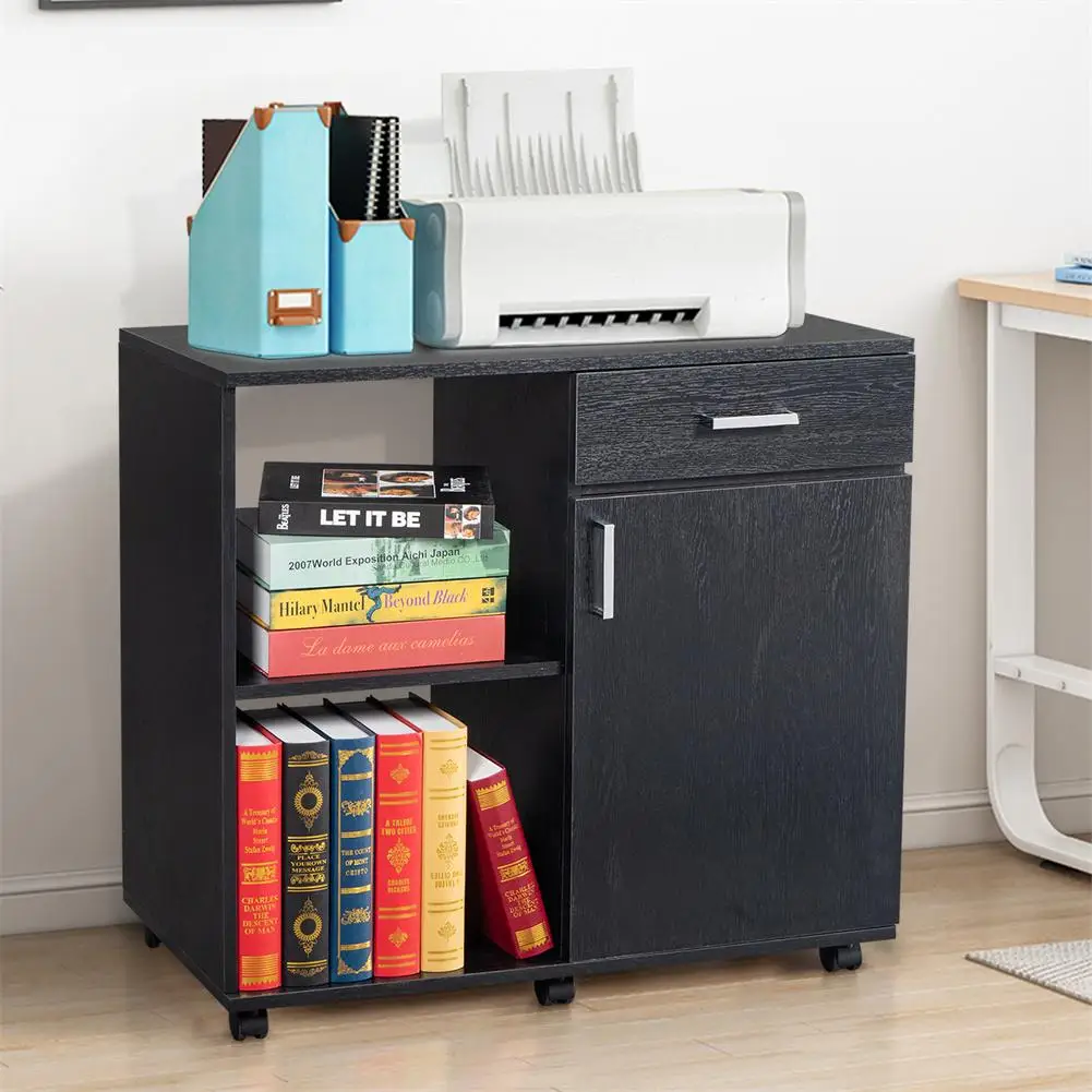 

【 US 7-Day Delivery 】Wooden File Cabinet 3-layers Left Frame Right Cabinet Multipurpose Storage Rack With Lockable Wheels