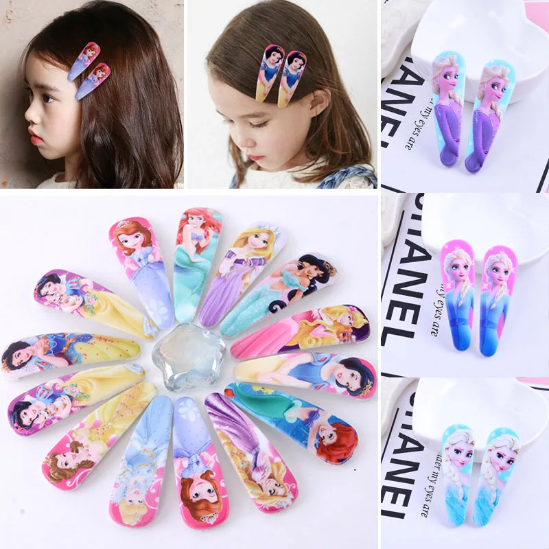 

Disney Mickey Minnie Frozen Hairpin Cute Girls Headdress Children Hairpin Cartoon Girl Side Clip Hair Accessories Birthday Gifts