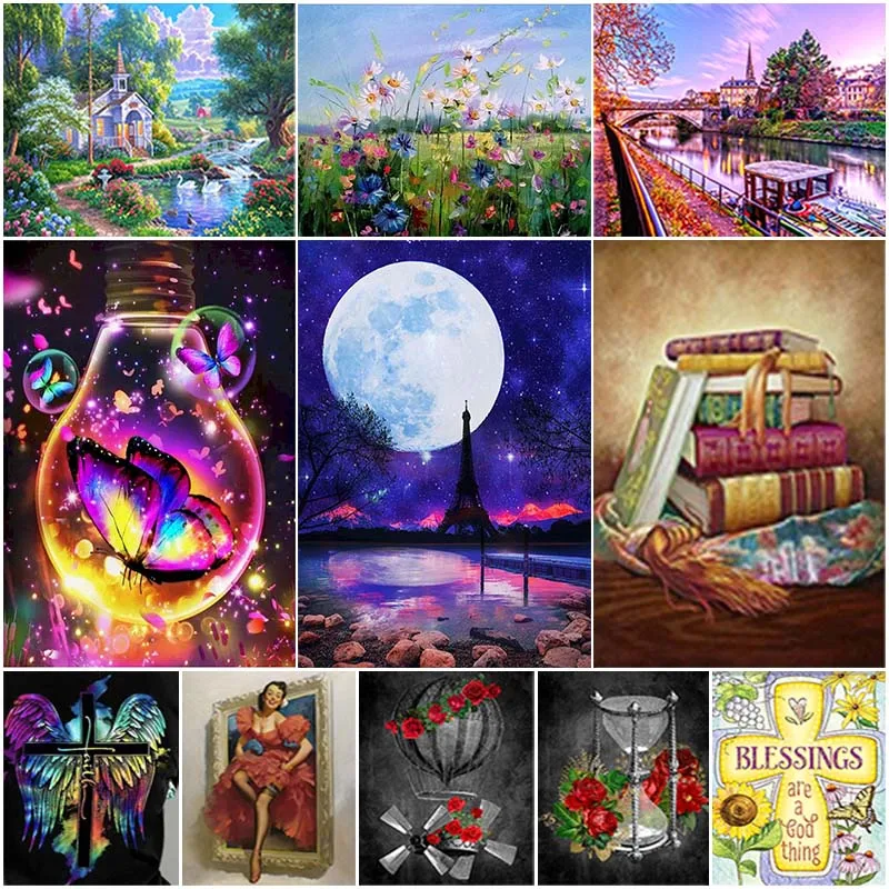 

5D Diamond Painting Landscape Flower Moon Beauty Book Mosaic Full Round Drill Cross Stitch Rhinestone Embroidery Kit Home Decor