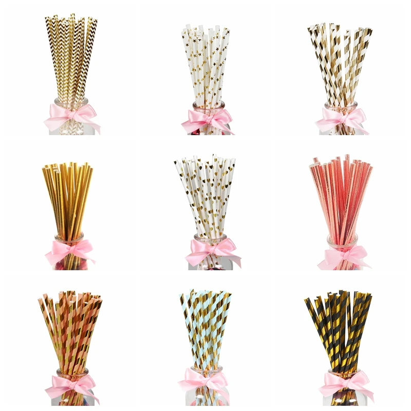 

25/100Pcs Paper Drinking Straws Birthday Party Decoration Boy Girl DIY Wedding Bachelorette Hen Party Bride to be Bridal Shower