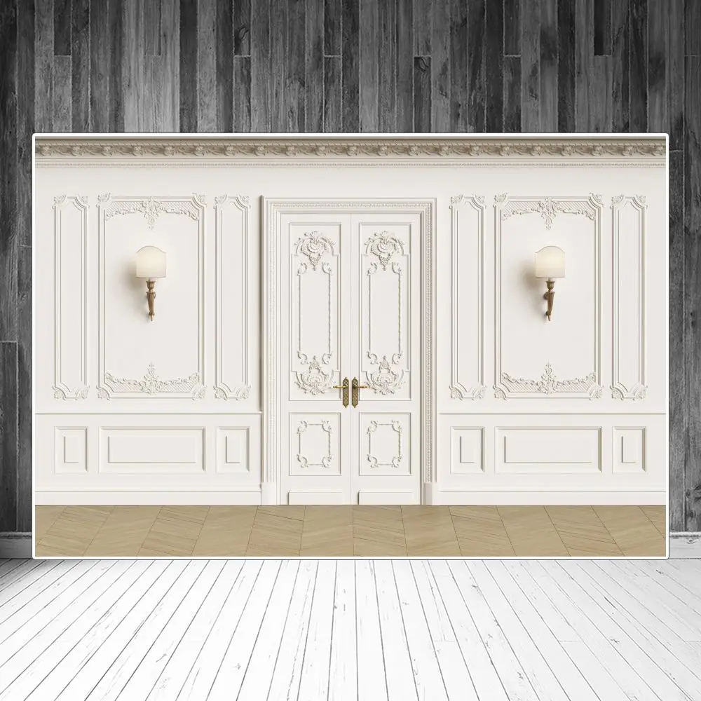 

Pure White Room Moulding Wall Backdrops Photography Decors Vintage Interior Sign Baby Photocall Photobooth Backgrounds Accessory