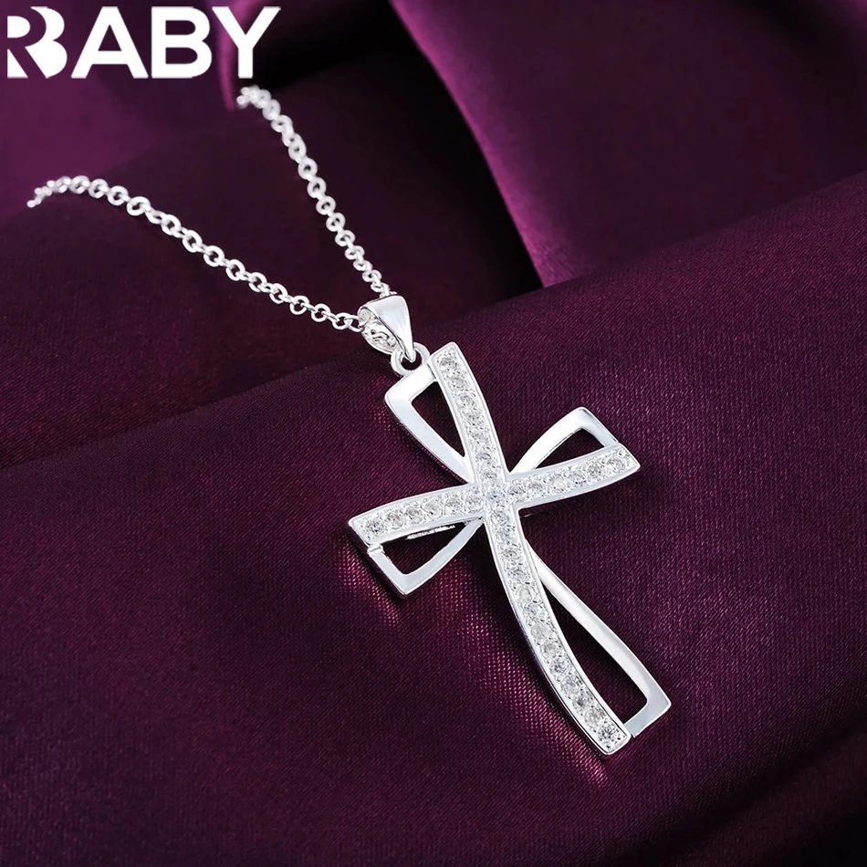 Женское ожерелье из серебра 925 пробы с подвеской-крестом