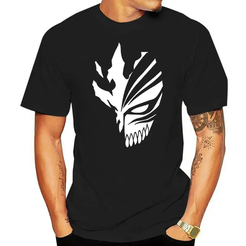 

Bleach Hollow Mask T Shirt Ichigo Bankai Anime Cosplay Black Top Novelty Mens High Quality Tee Shirt