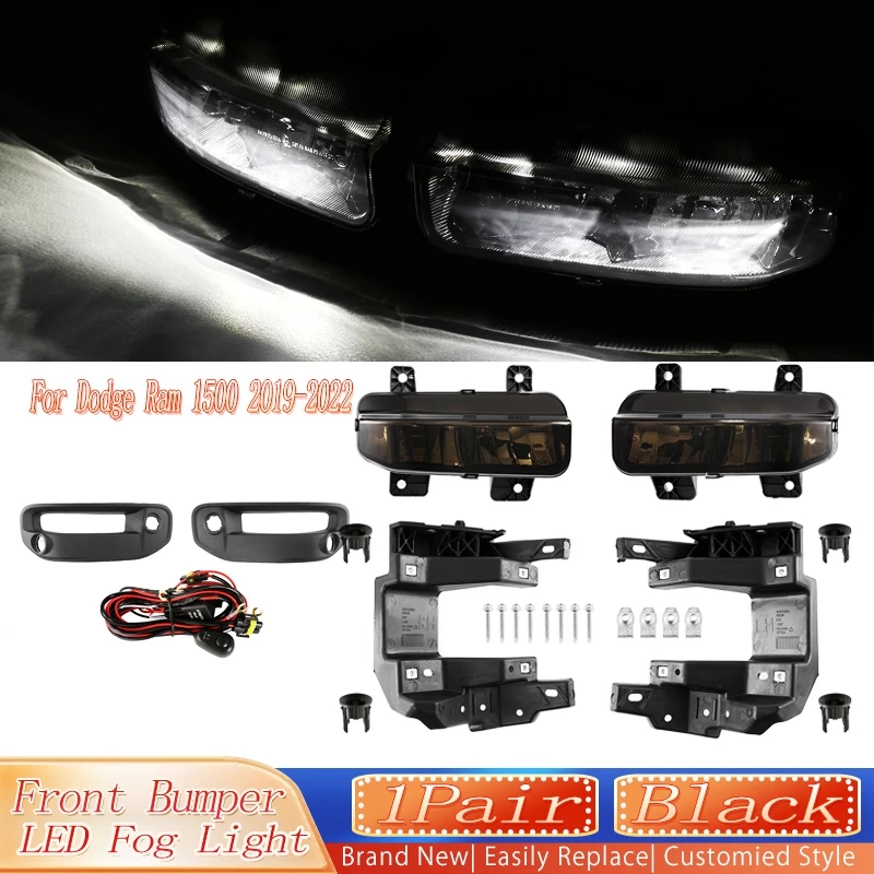

Для Dodge Ram 1500 2019-2022 светодиодные противотуманные фары в сборе, передний бампер, фары дальнего света, противотуманные фары, крышка автомобильных аксессуаров