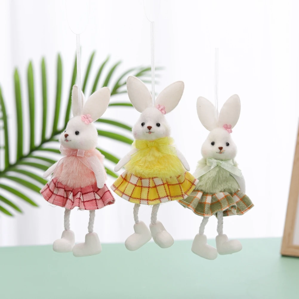 

Colorful Doll Pendant Easter Bunny Plush Doll Decoration Party Office Car Ornament Decor Kids Party Favor Gift