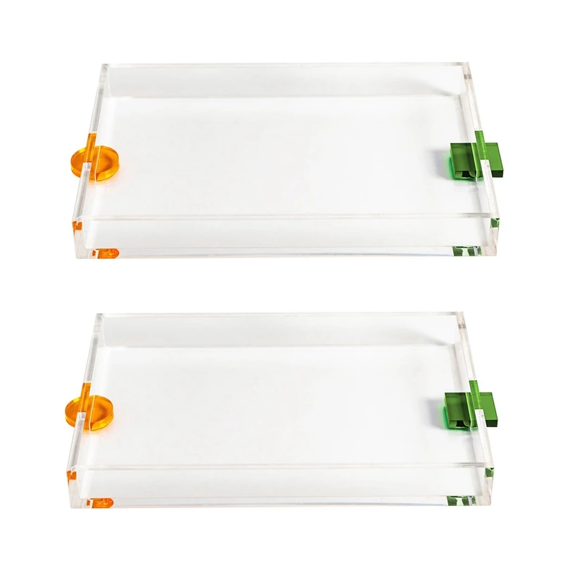 

2X Acrylic Serving Tray Nordic Modern Style Clear Large Square Vase Tray For Home Decor