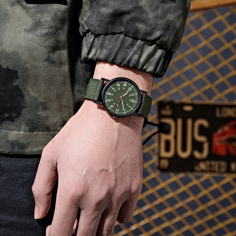 Reloj militar luminoso de nailon Para Hombre, pulsera de cuarzo, deportivo, Masculino