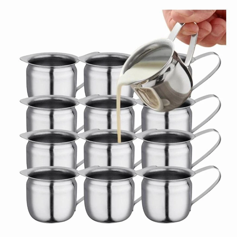 

12PCS Milk Cup Espresso Pitcher 3Oz Metal Cream Pitcher, Creamer Cup Small Cream Pouring Pitcher