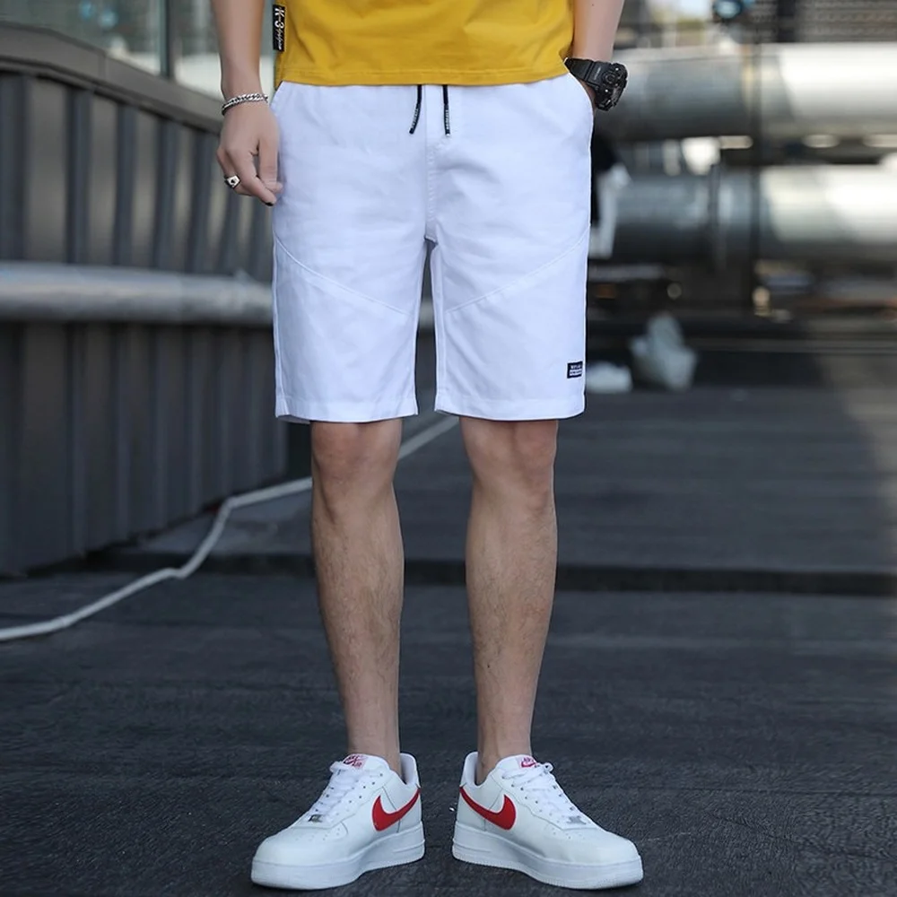 Мужские повседневные спортивные шорты белые однотонные рабочие до колен