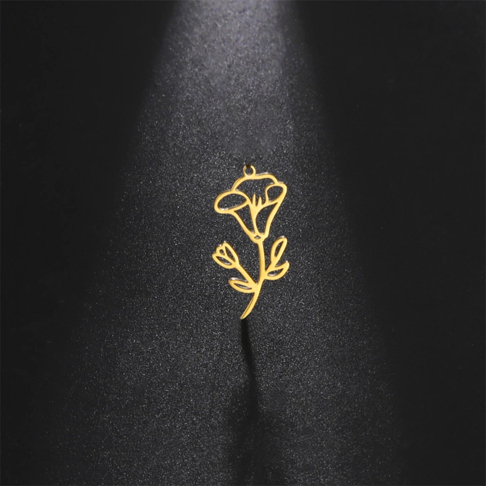 5pcs Stainless Steel Flower Charms For Bracelet Earrings Diy Jewelry Making Wholesale Necklace Morning Glory Pendant Accessories