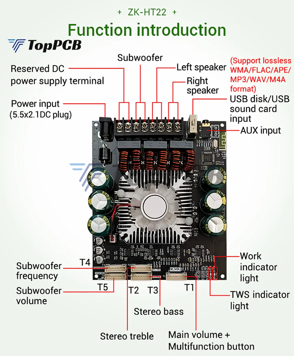Цифровой усилитель мощности 2 1 каналов TDA7498E Bluetooth 5 220 Вт +