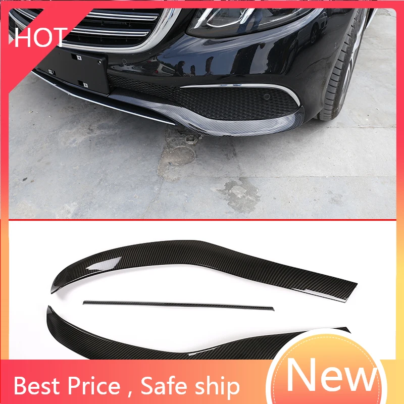 

Front Bumper Plate 3 Pcs Carbon Fiber ABS Chrome For Mercedes Benz E Class W213 2016-2019 Car Accessories OO