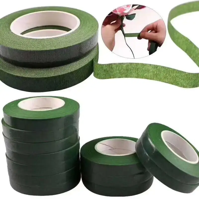 3 Rolls 25M Self-adhesive Green Paper Tape Grafting Film Floral Stem For Garland Wreaths DIY Craft Artificial Silk Flower