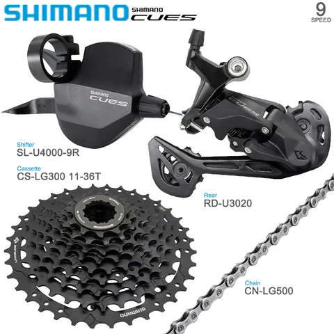 9-скоростной механизм переключения передач SHIMANO сигналов для горного велосипеда, задний переключатель передач U3020 U4020, цепь LG500, кассета LG300 для велосипеда