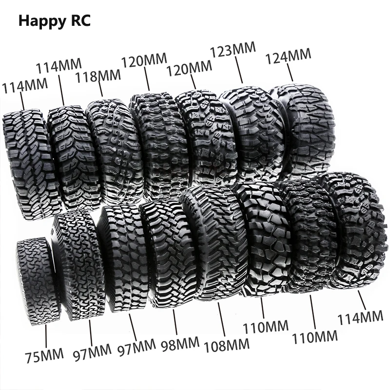 

4pcs 1.9 inch Tire Rubber Wheel Tires Tyre for 1:10 RC Rock Crawler TRX4 Bronco D90 D110 Axial scx10 90046 RC4WD CC01 TF2