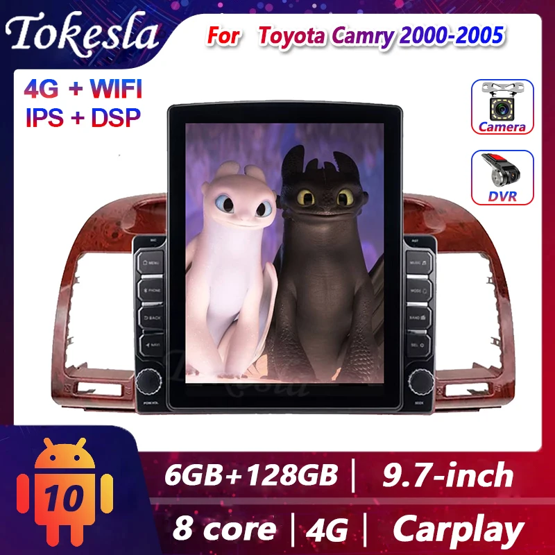 

Автомобильный радиоприемник Tokesla для Toyota Camry, 2 Din, Android, сенсорный экран Tesla, центральные мультимедийные плееры, Dvd, стереоприемник