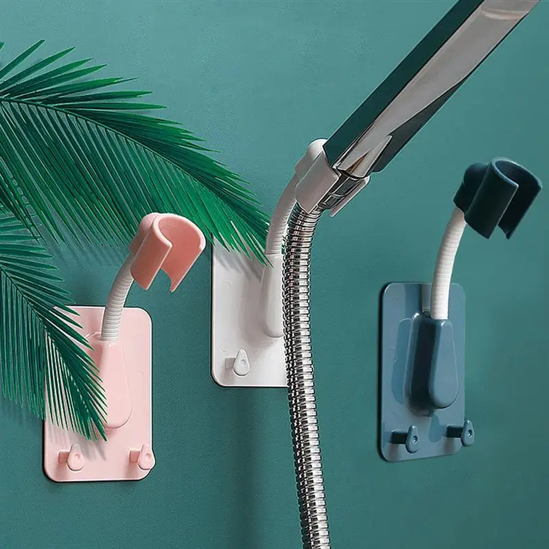 

Shower Head Bracket Adjustable Handheld Showerhead Holder Wall Mount 2 Hooks Stand Bathroom Self-Adhesive Shower Head Holder