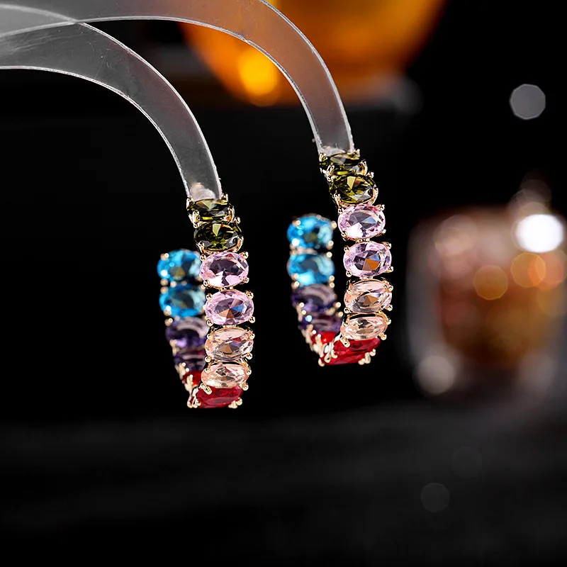 

Серьги-кольца женские из серебра 925 пробы с блестящим кубическим цирконием