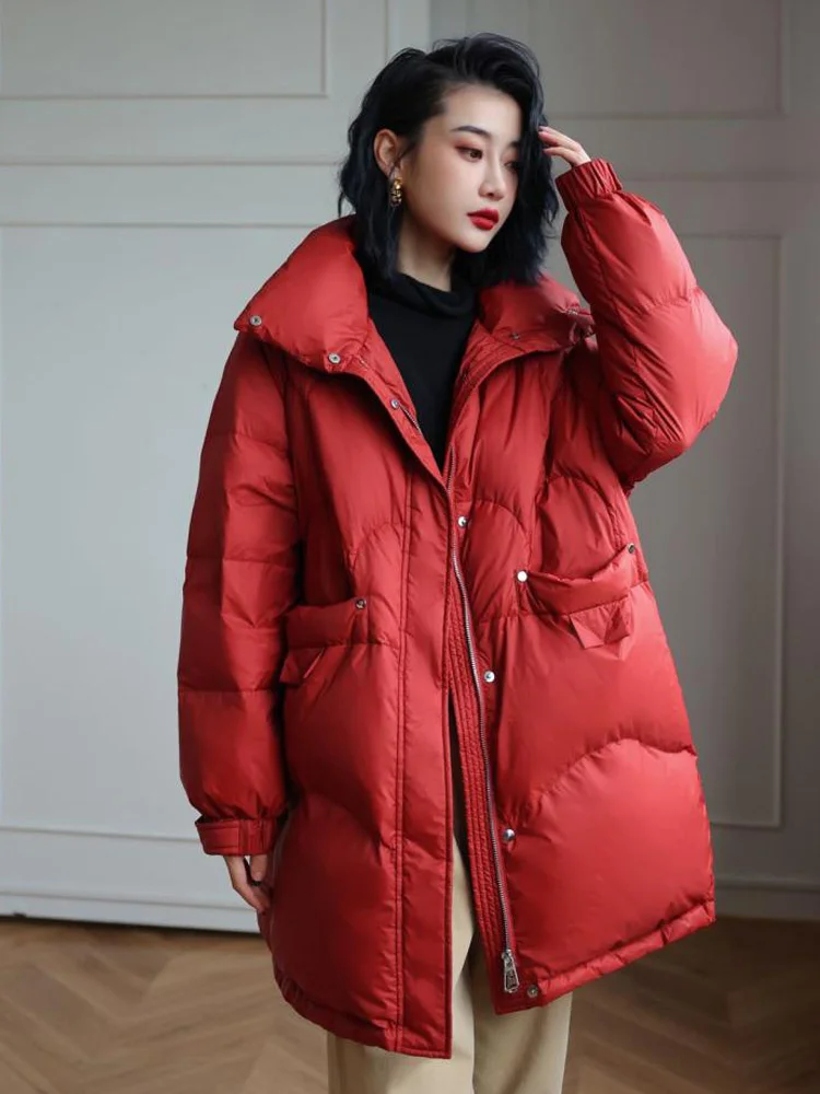 

Janveny Winter Women Down Jacket Thick Warm 90% Duck Down Parkas Casual Female Feather Coat Snow Outwear Loose Puffer Jackets