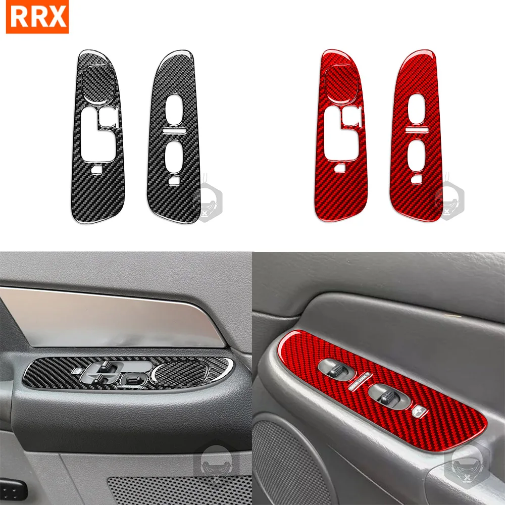 

For Dodge Ram 1500 2006 2007 2008 Car Window Switch Lift Panel Button Frame Cover Trim Carbon Fiber Sticker Styling Accessories