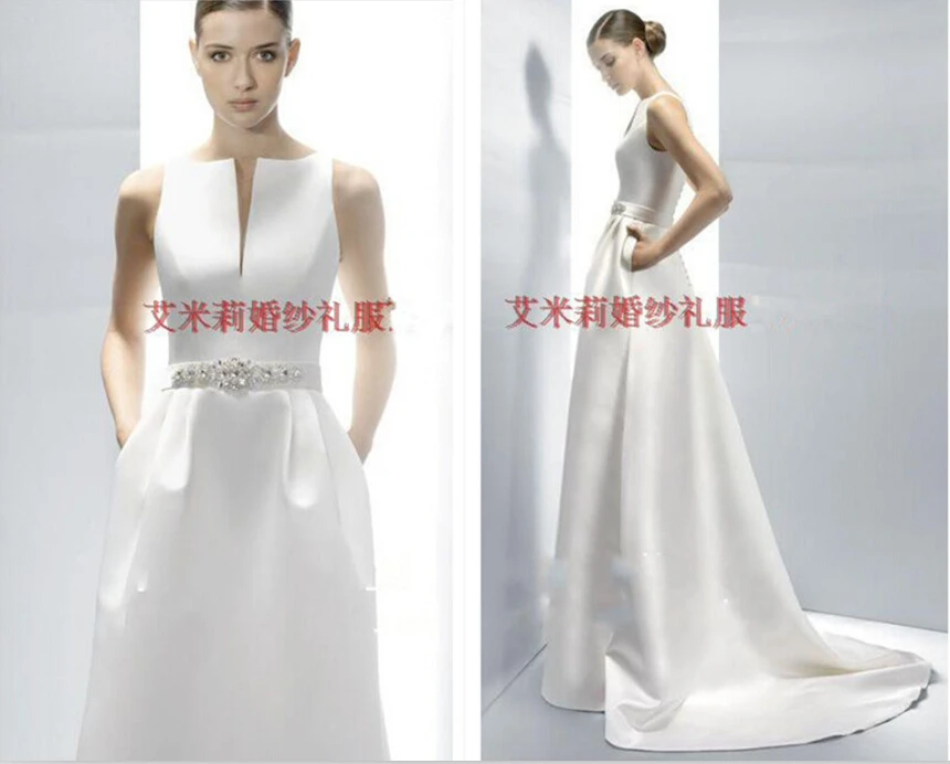 

free shipping sexy crystal sashes a-line 2018 hot sale vestido de noival casamento Bridal Gown mother of the bride dresses