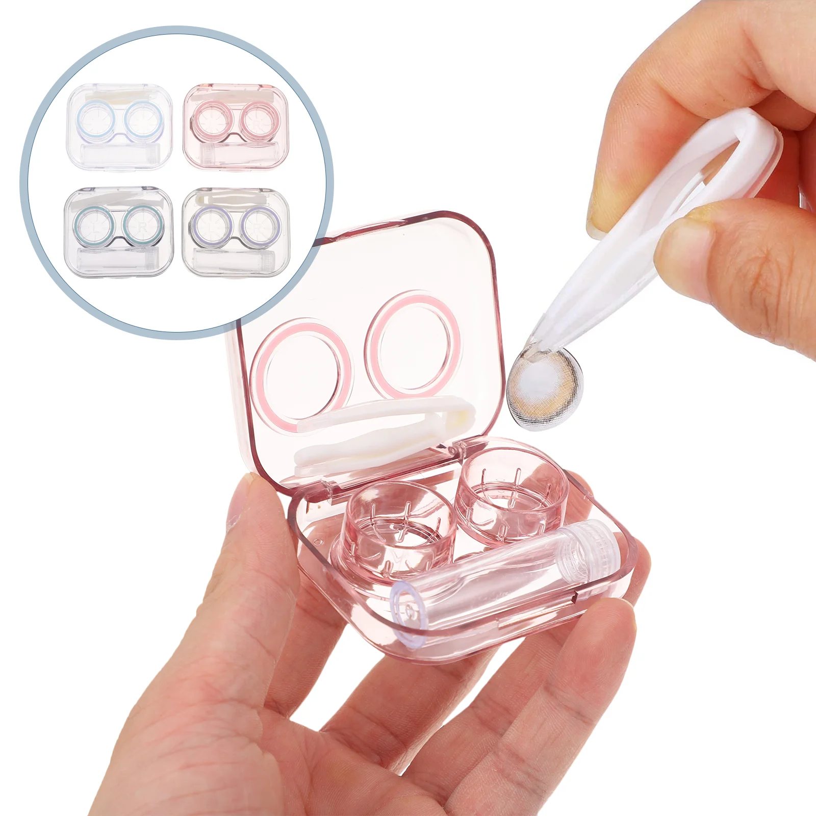 

4Pcs Portable Practical Contact Lens Containers Contact Lens Travel Cases