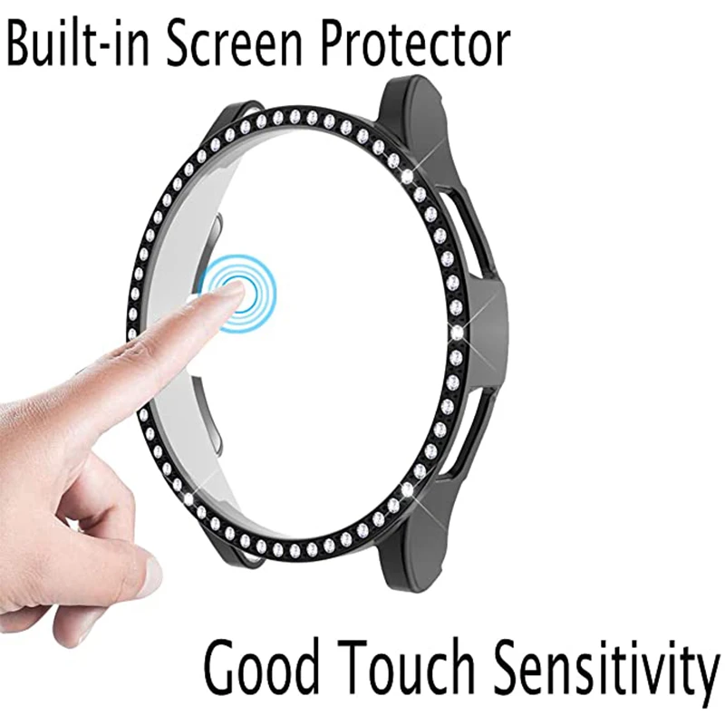 Metal Watchband for Galaxy Watch 4 5 with Diamond Shiny Stainless Steel Bracelet and Case Strap for Samsung Watch 4 5 40mm 44mm