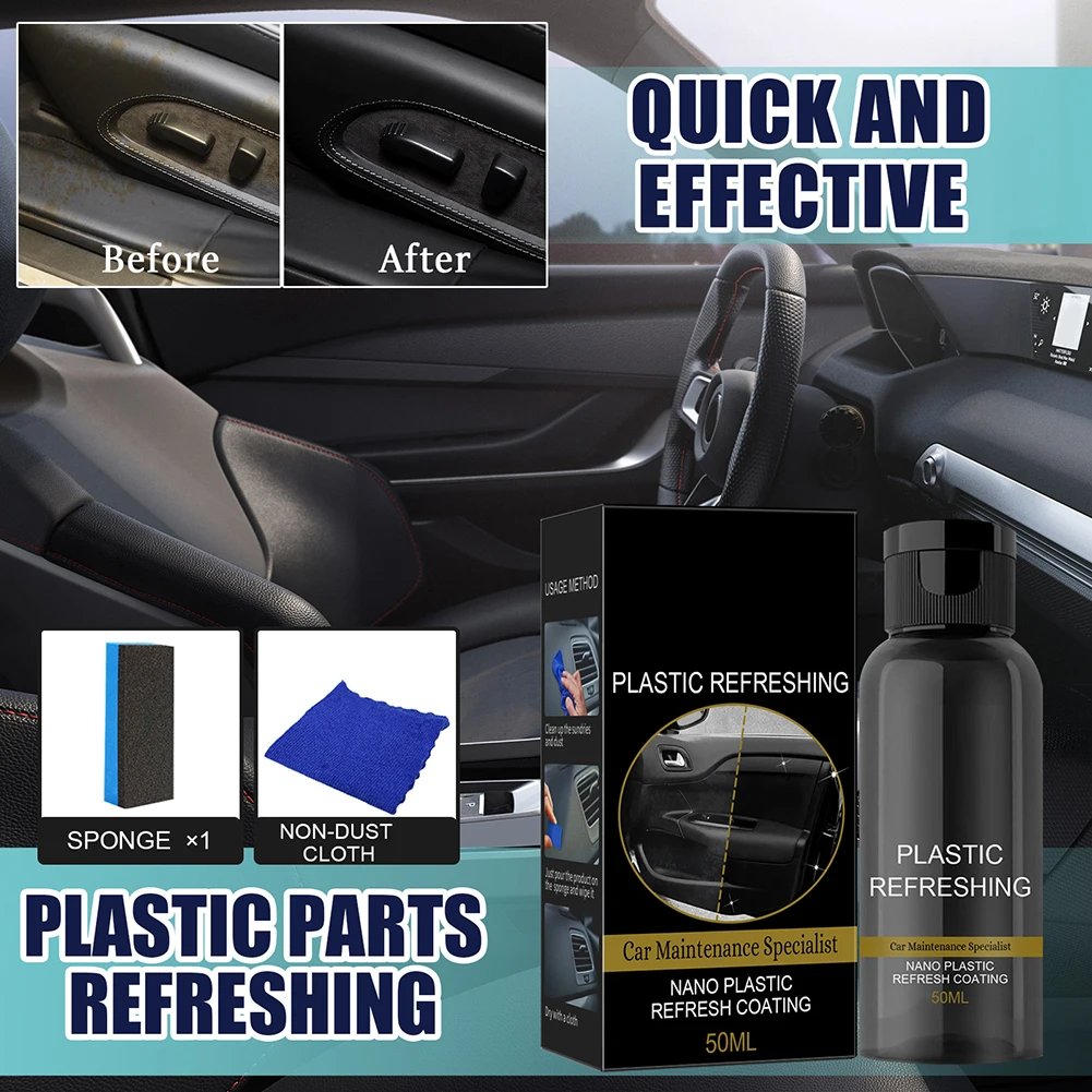 

30/50ml Plastic Parts Refurbishment Agent Car Maintenance Cleaning Leather Refresher Car Interior Coating Refurbish Agent