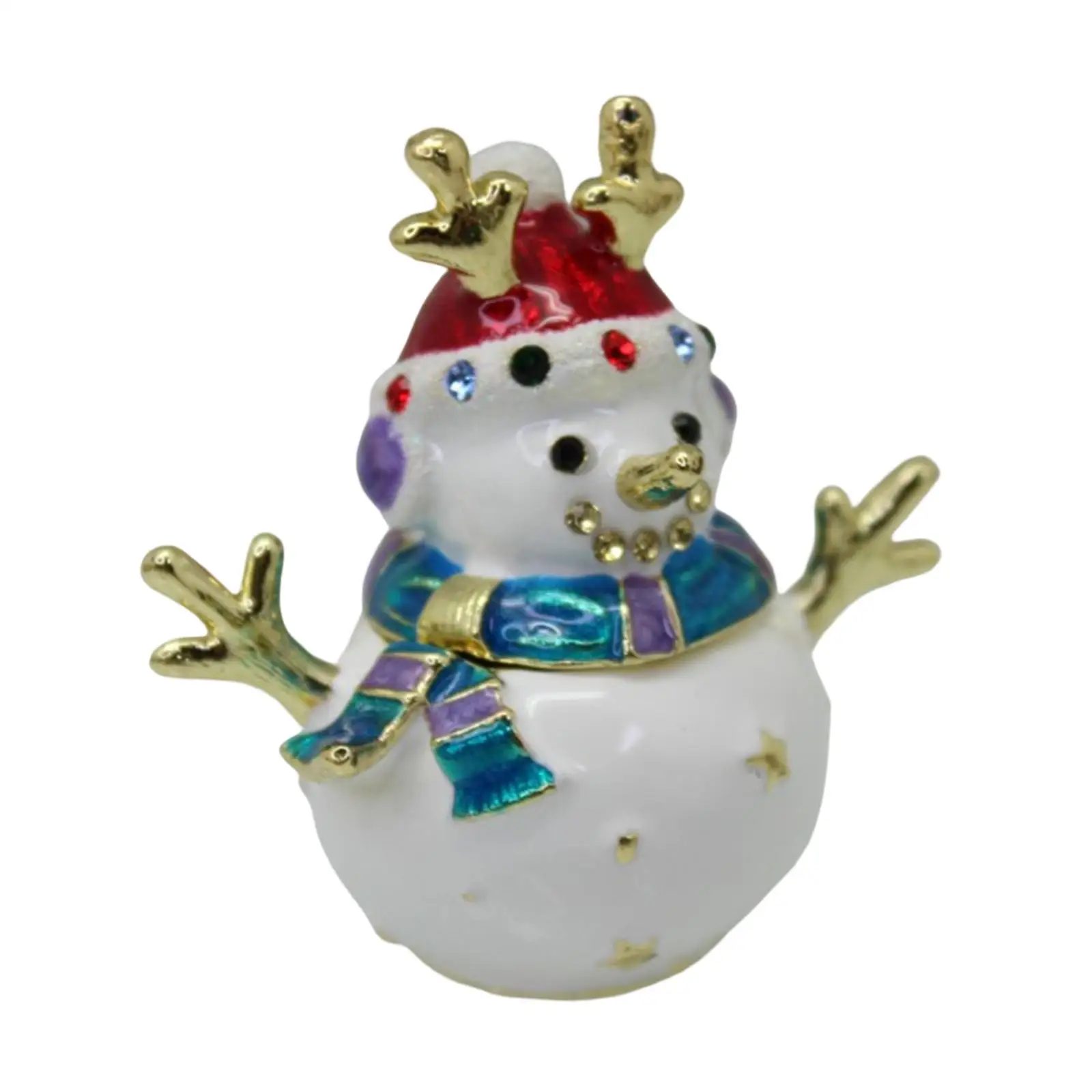 

Enameled Jewelry Trinket Box Decorative Snowman for Birthday Home Decor Ring