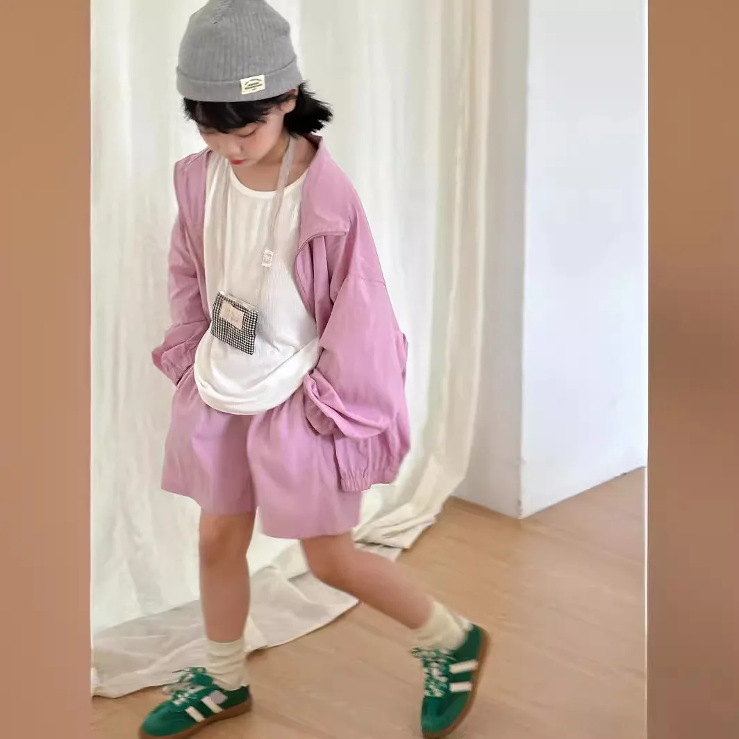 Zestaw ubrań dla dzieci 2024 letni i wiosenny chłopięcy dziewczęcy koreański styl solidny zamek błyskawiczny odzież z filtrem