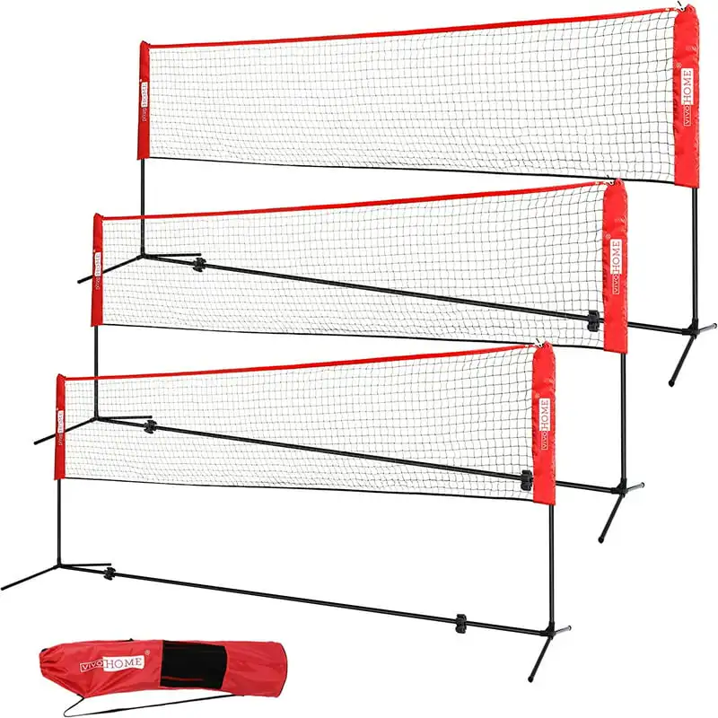 

10ft/ 14ft/ 17ft Height Adjustable Outdoor Badminton Net Set with Stand and Carry Bag for Kid's Volleyball Soccer Tennis Pickleb