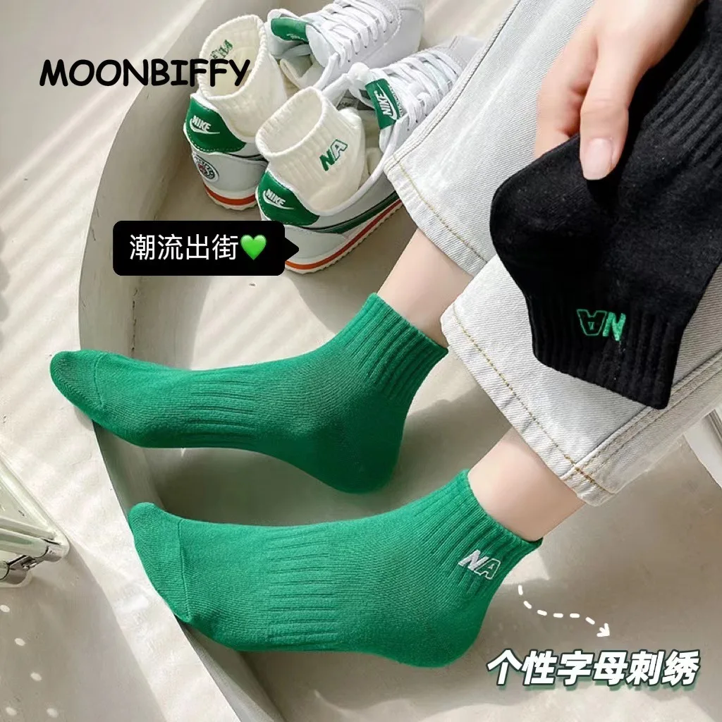 

Klein Blue Socks Women's Summer Cotton Sock Ins Black and White Embroidered Harajuku Sports Socks Male Couple Sokken Meias