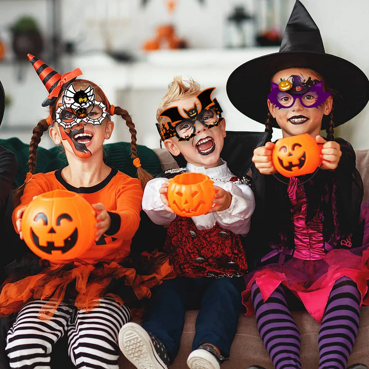 

New Halloween Decoration Paper Glasses Pumpkin Spider Ghost Party Funny Photography Props Paper Glasses