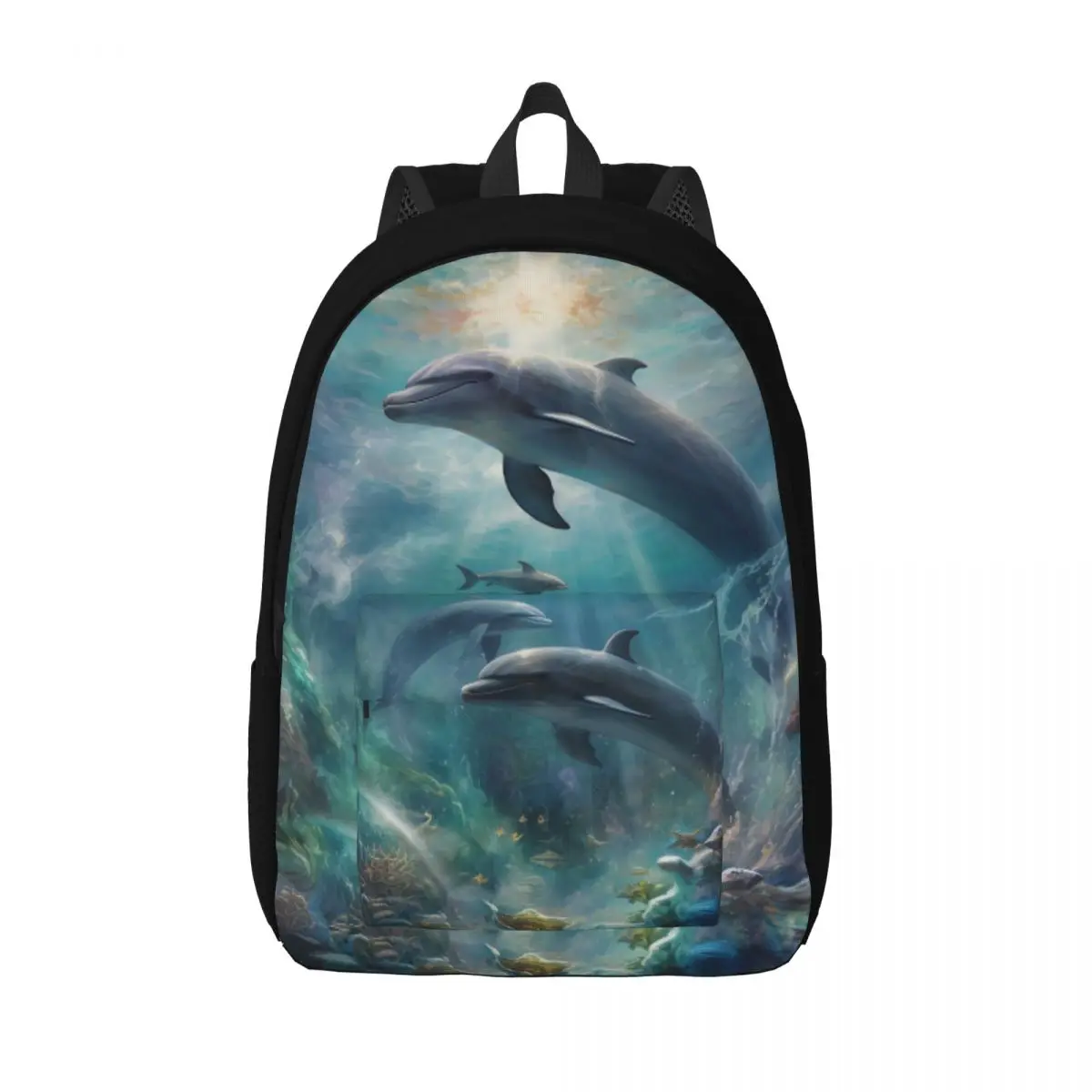 

Dolphin Canvas Backpacks Mystical Realms Harmonious Bag Festival Backpack Soft Unique Bags
