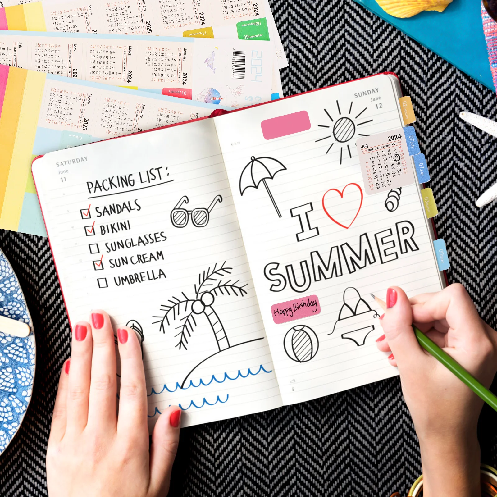 15 комплектов наклейки с индексом годового календаря на 2024–20220 вкладки для книг