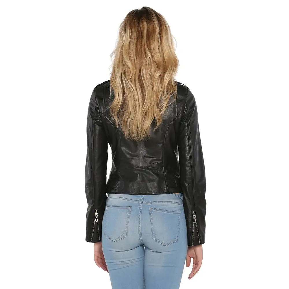 S'elite collection real leather women's jacket black Zig genuine leather handmade water repellent winter autumn spring for gift