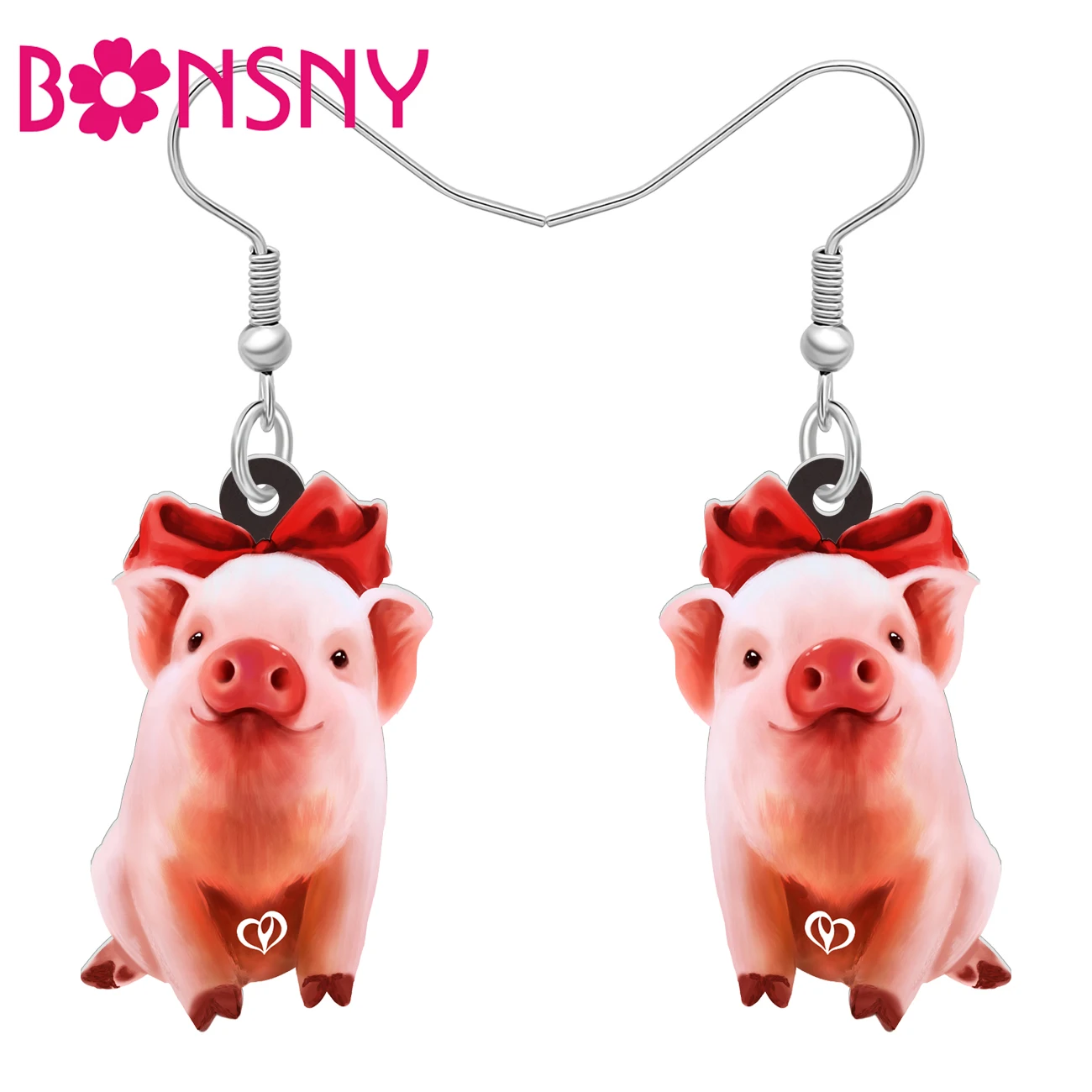 

Милые акриловые серьги Bonsny с красным галстуком-бабочкой, розовой свиньей, животными, подвески-подвески с животными для женщин и девушек, под...