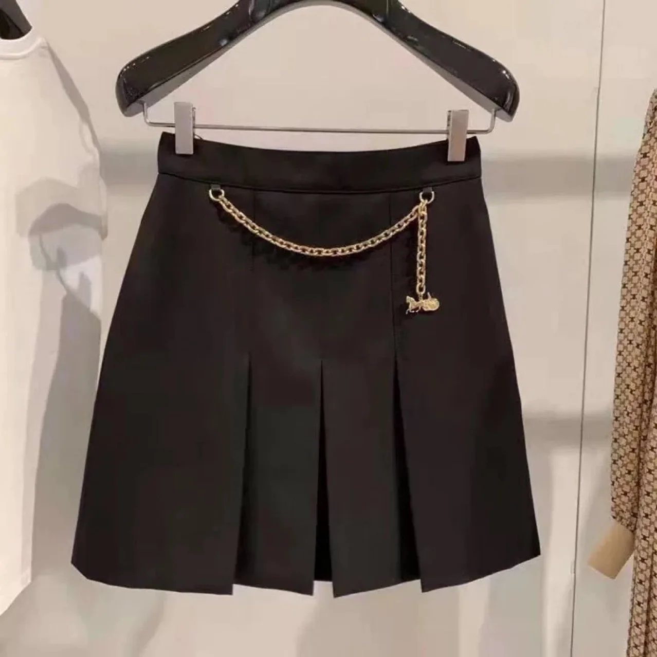 

Black Sexy Pleated Mini Skirt for Woman 2021 Spring Summer Designer Luxury Female Fashion
