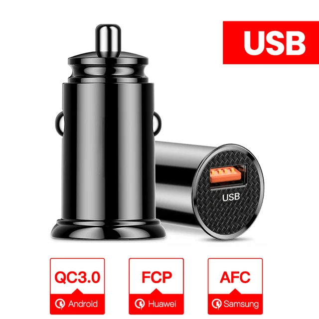 

USB Car Charger Quick Charge 4.0 QC4.0 QC3.0 QC SCP 5A PD Type C 30W Fast Car USB Charger For iPhone Mobile Phone